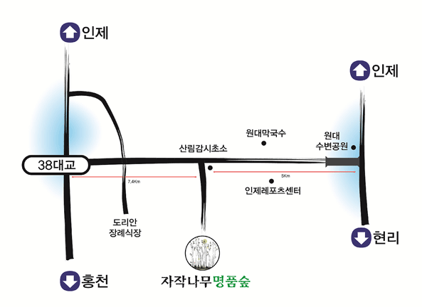 강원도 인제군 인제읍 원대리 763-4에 위치한 자작나무숲 약도입니다. 주변에 인제레포츠센터,산림감시초소등 자세한 내용은 하단 교통안내를 확인해 보시면 됩니다.